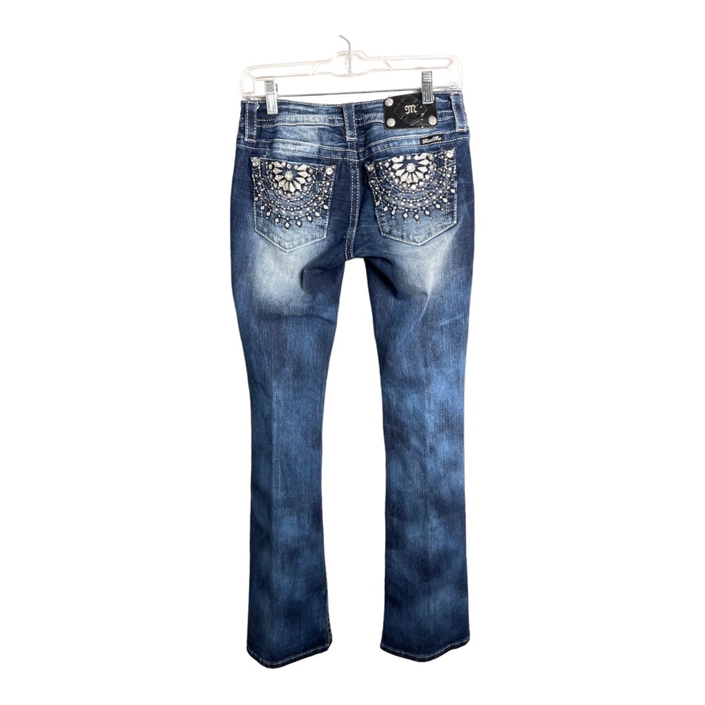 Miss Me Jeans Womens Size 27 Blue Signature Boot Mid Rise Embellished